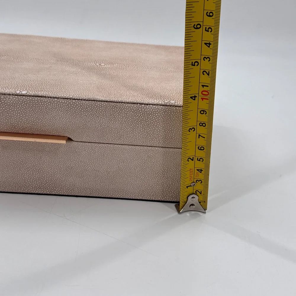 Faux Shagreen Decorative Storage Box Ivory Blush Brass Handle